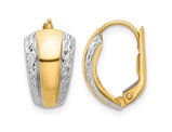 Diamond Cut Leverback Hoop Earrings in 14K Yellow Gold
